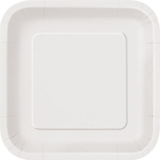 Bright White Square Paper Plates 18cm (Pack of 8)