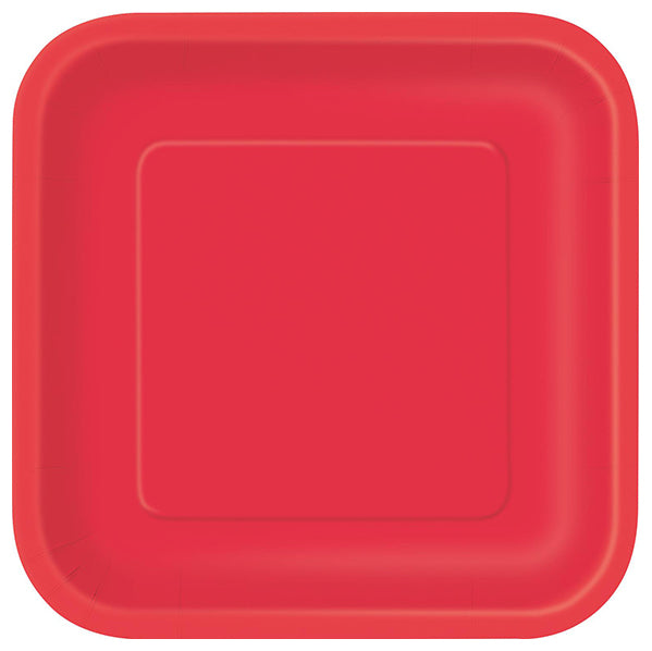 Ruby Red Square Paper Plates 18cm (Pack of 8)