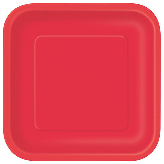 Ruby Red Square Paper Plates 18cm (Pack of 8)