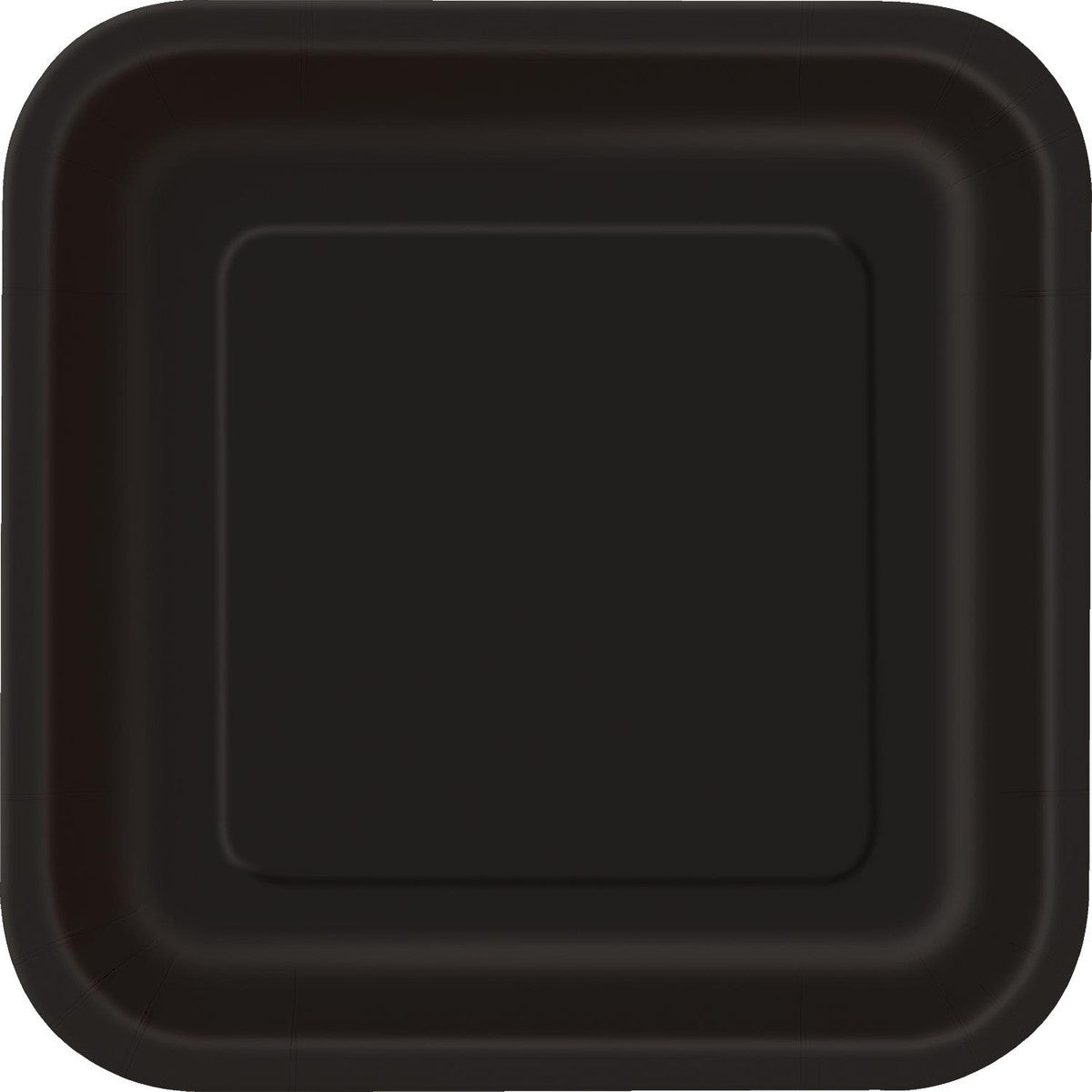 Midnight Black Square Paper Plates 18cm (Pack of 8)