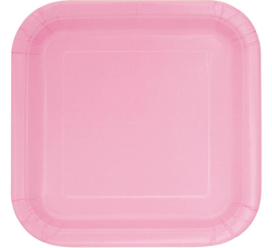 Lovely Pink Square Paper Plates 18cm (Pack of 8)