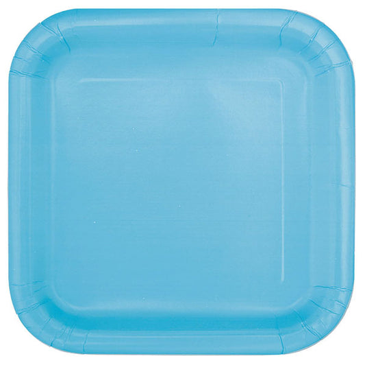 Powder Blue Square Paper Plates 18cm (Pack of 8)