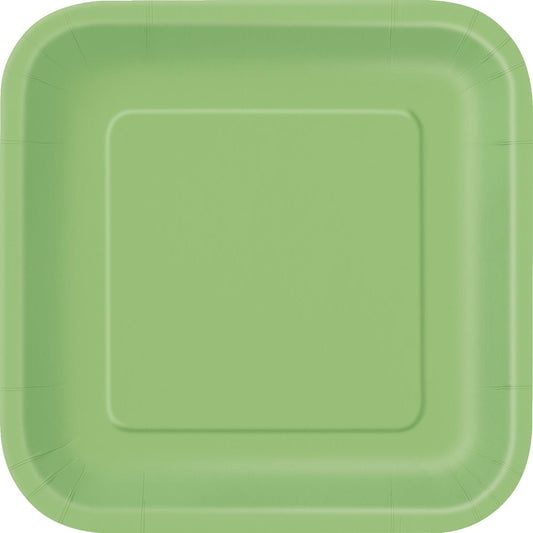 Lime Green Square Paper Plates 18cm (Pack of 8)