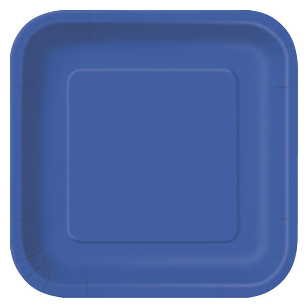 Royal Blue Square Paper Plates 18cm (Pack of 8)