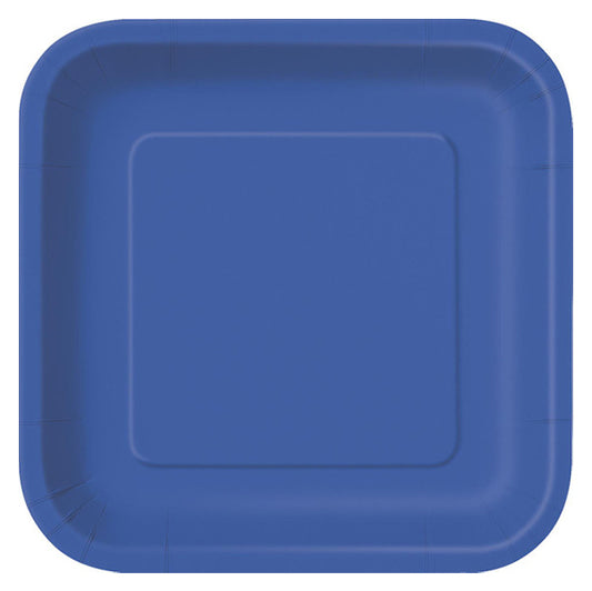 Royal Blue Square Paper Plates 18cm (Pack of 8)