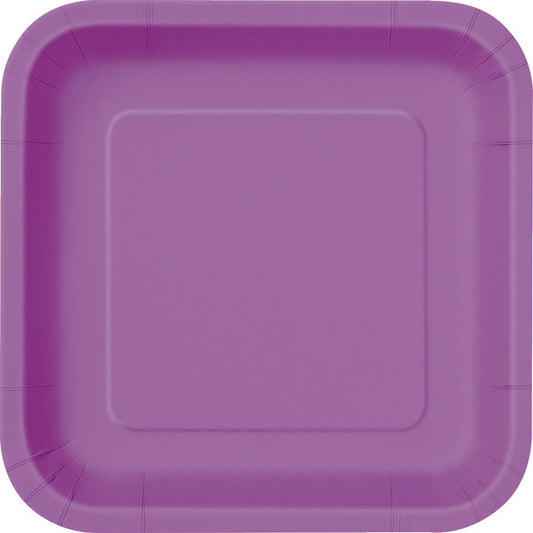 Pretty Purple Square Paper Plates 18cm (Pack of 8)