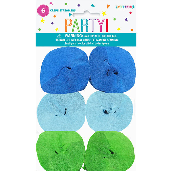 Crepe Streamers - Boy Assorted (Pack of 6)