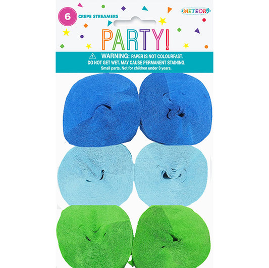 Crepe Streamers - Boy Assorted (Pack of 6)