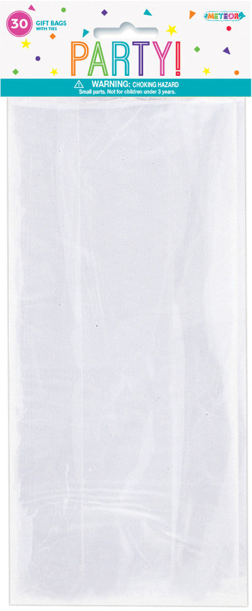 Cello Gift Bags With Ties Medium - Clear (Pack of 30)