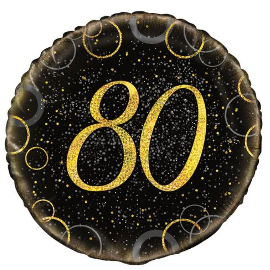 Black & Gold Glitz "80" Foil Balloon 45cm