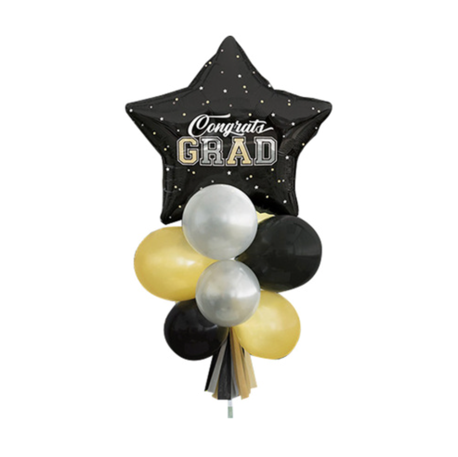 "Congrats Grad" Graduation Balloon Kit - Black & Gold (11 piece set)