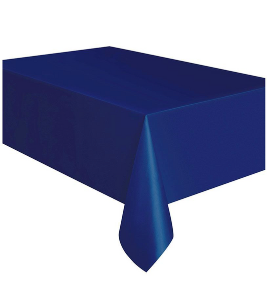 Navy Blue Rectangular Plastic Tablecover 137cm x 274cm