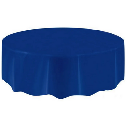 Navy Blue Round Plastic Tablecover 213cm