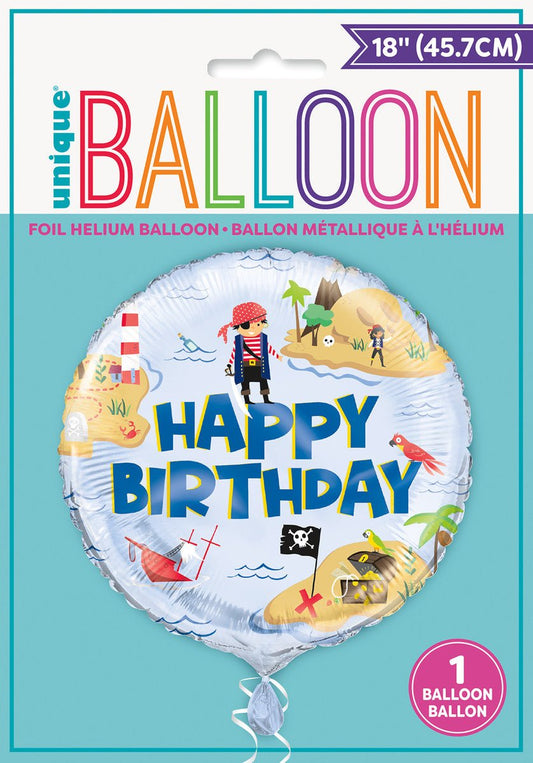 Ahoy Pirate "Happy Birthday" Foil Balloon 45cm - The Party Marketplace