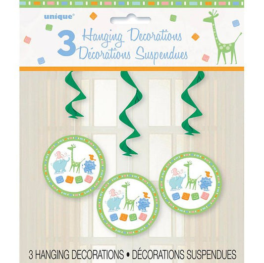Animal Crackers Hanging Swirl Decorations (Pack of 3) - The Party Marketplace