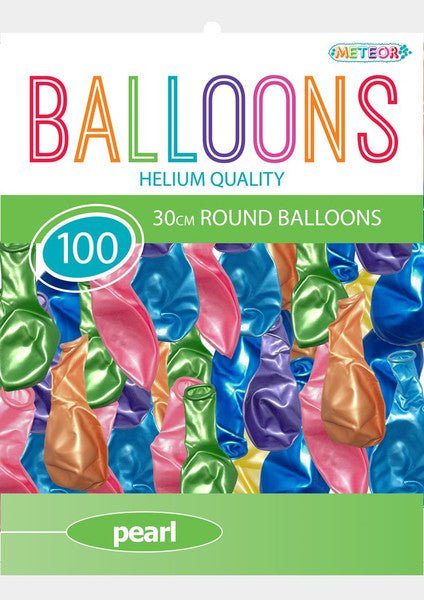 Assorted Colour Pearl Balloons 30cm (Pack of 100) - The Party Marketplace
