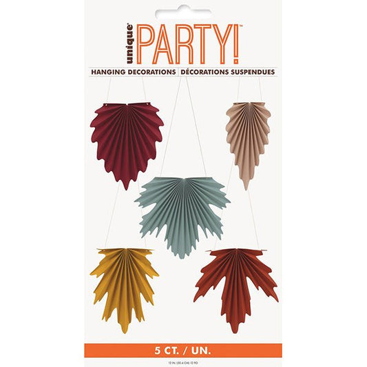 Autumn Leaves - Paper Leaf Hanging Decorations (Pack of 5) - The Party Marketplace
