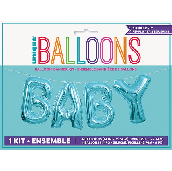 "Baby" Blue Foil Letter Balloon Kit - The Party Marketplace