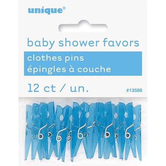 Baby Clothes Pins - Blue (Pack of 12) - The Party Marketplace