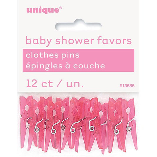 Baby Clothes Pins - Pink (Pack of 12) - The Party Marketplace