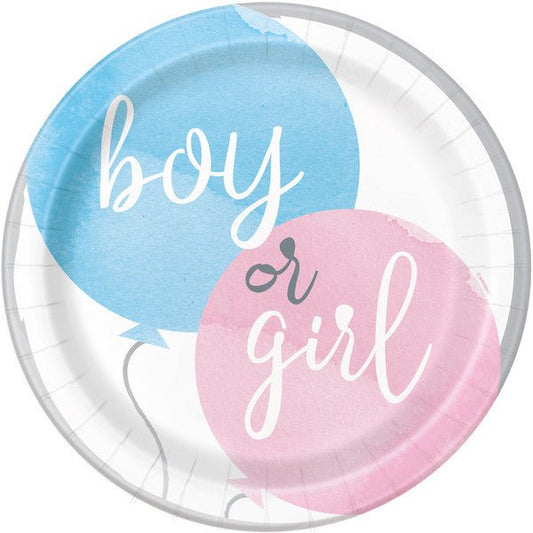 Baby Gender Reveal "Boy Or Girl" Paper Plates 23cm (Pack of 8) - The Party Marketplace