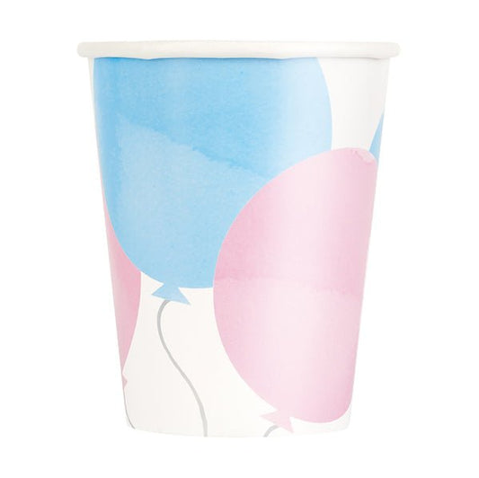 Baby Gender Reveal Paper Cups 270ml (Pack of 8) - The Party Marketplace