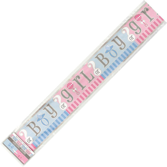 Baby Reveal Baby Shower "Boy or Girl" Foil Banner - 3.65m - The Party Marketplace