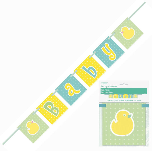 Baby Shower "Baby" Ducky Block Banner - 1.03m - The Party Marketplace