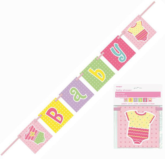 Baby Shower "Baby" Girl Block Banner - 1.03m - The Party Marketplace