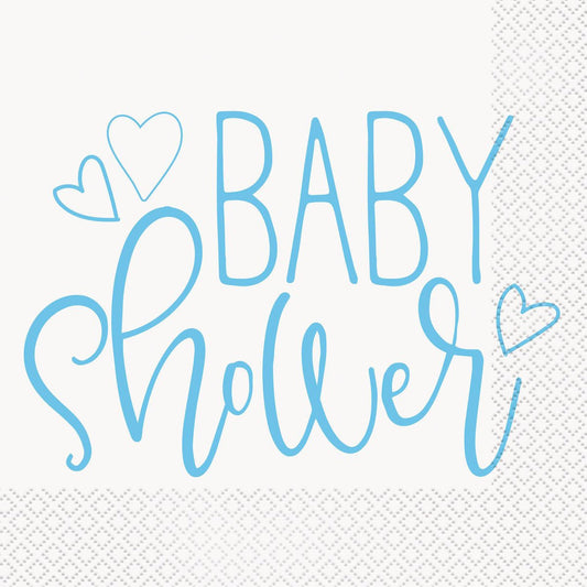 "Baby Shower" Blue Luncheon Napkins (Pack of 16) - The Party Marketplace