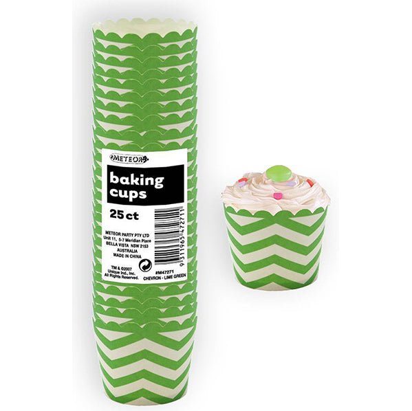 Baking Cups - Chevron Lime Green (Pack of 25) - The Party Marketplace