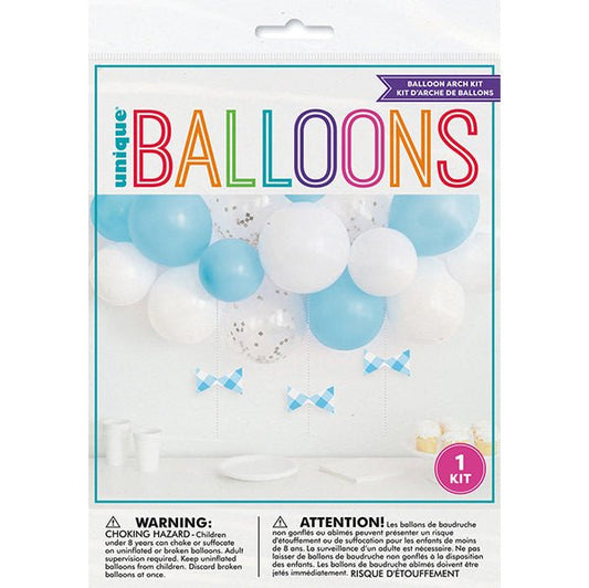 Balloon Arch Kit - Blue & White With Paper Bows (18 piece set) - The Party Marketplace