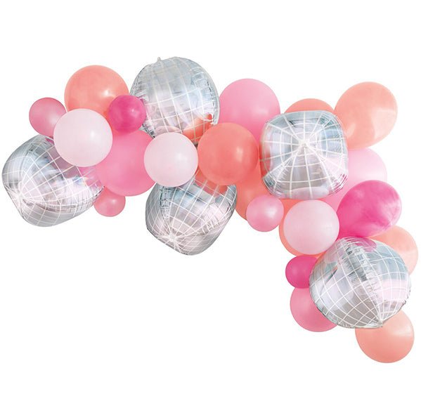 Balloon Arch Kit "Rose Gold & Disco Ball" (25 piece set) - The Party Marketplace