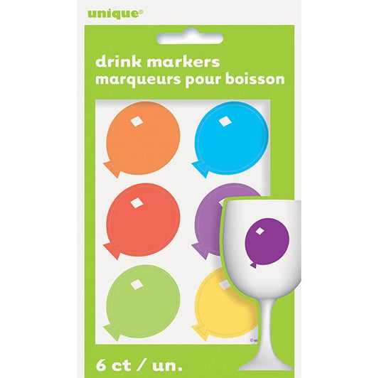Balloon Beverage Glass Clings (Pack of 6) - The Party Marketplace