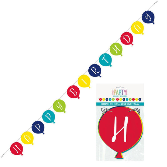 Balloon Birthday Party "Happy Birthday" Jointed Banner - 2.74m - The Party Marketplace