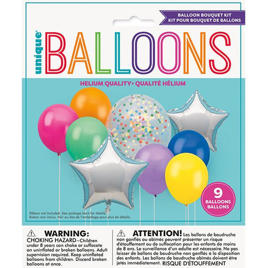 Balloon Bouquet Kit "Colourful Star" (9 piece set) - The Party Marketplace