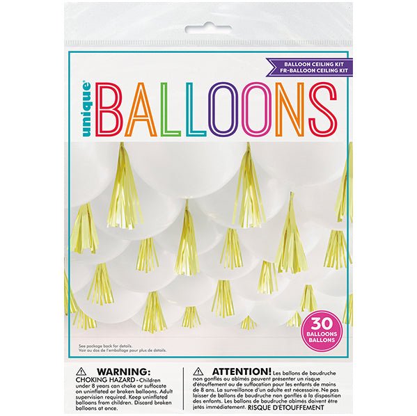 Balloon Ceiling Kit - White & Gold - The Party Marketplace