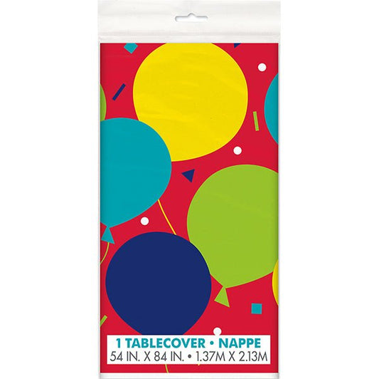 Balloon Party Birthday Printed Tablecover 137cm x 213cm - The Party Marketplace