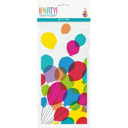 Balloons & Rainbow Cello Bags (Pack of 20) - The Party Marketplace