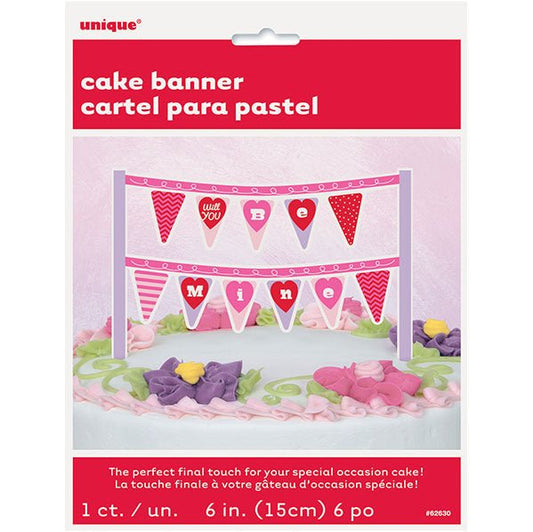 "Be Mine" Valentine Cake Banner (16.5cm) - The Party Marketplace