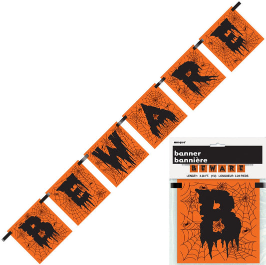 "Beware" Halloween Block Banner - 1m - The Party Marketplace