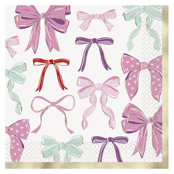 Birthday Bows Foil Stamped Luncheon Napkins (Pack of 16) - The Party Marketplace