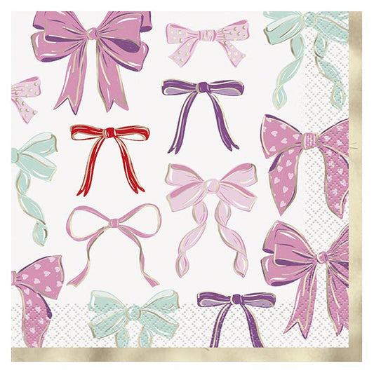 Birthday Bows Foil Stamped Luncheon Napkins (Pack of 16) - The Party Marketplace