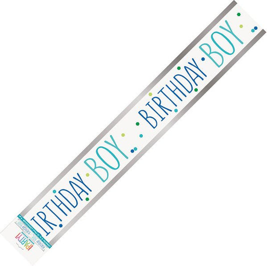 "Birthday Boy" Foil Banner - 2.74m - The Party Marketplace