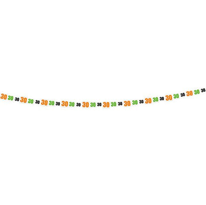 Birthday Cheer "30" Paper Garland (2.74m) - The Party Marketplace