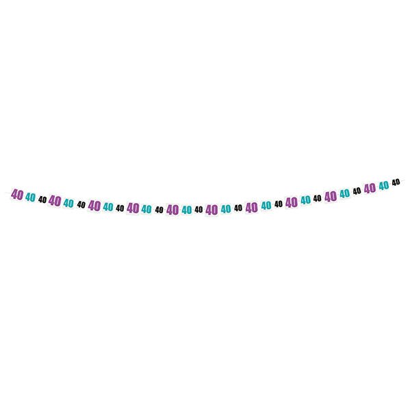 Birthday Cheer "40" Paper Garland (2.74m) - The Party Marketplace