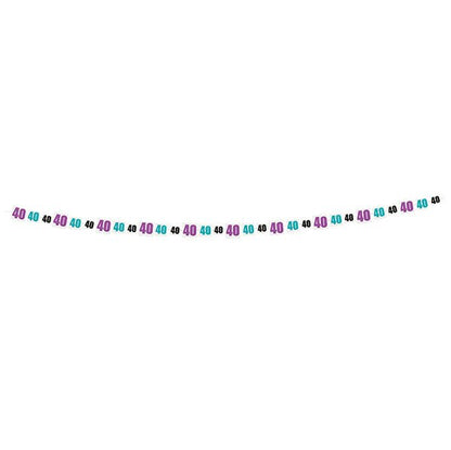 Birthday Cheer "40" Paper Garland (2.74m) - The Party Marketplace