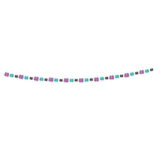 Birthday Cheer "40" Paper Garland (2.74m) - The Party Marketplace