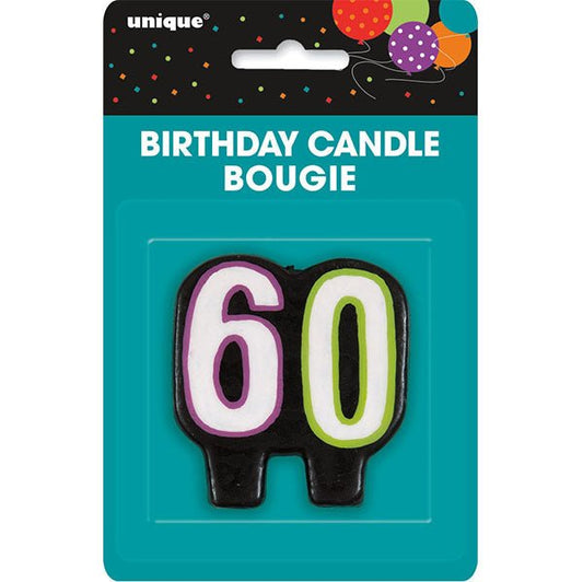 Birthday Cheer "60" Numeral Candle - The Party Marketplace