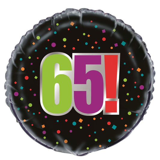 Birthday Cheer "65" Foil Balloon 45cm - The Party Marketplace
